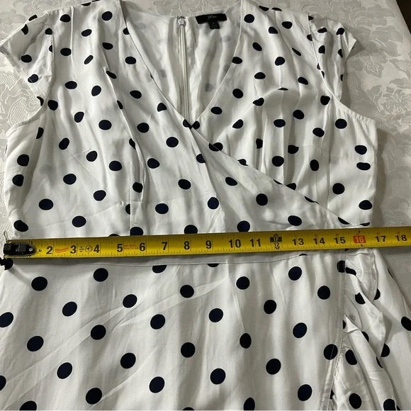J.CREW Women's Size 14 Dress White W Black Polka Dot V Neck Sleeveless Layered - Picture 5 of 7